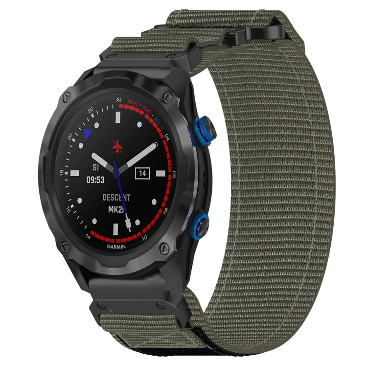 For Garmin Descent MK 2 26mm Nylon Hook And Loop Fastener Watch Band(Grey) - Watch Bands by PMC TechLife | Online Shopping South Africa | PMC TechLife