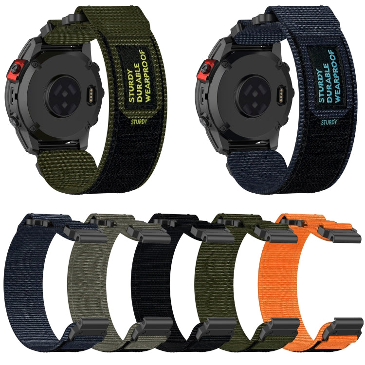 For Garmin Fenix 6X Sapphire 26mm Nylon Hook And Loop Fastener Watch Band(Blue) - Watch Bands by PMC Jewellery | Online Shopping South Africa | PMC Jewellery