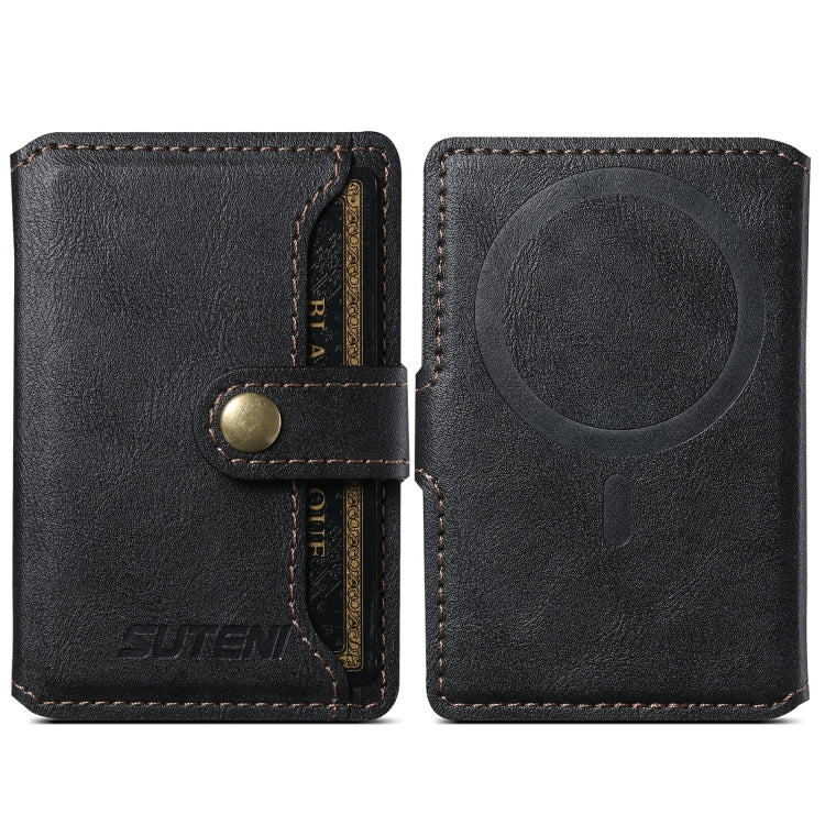 Suteni S2 Phone Magnetic Card Case Card Sleeve MagSafe Magnetic Coil PU Leather(Black) - Others Accessories by Suteni | Online Shopping South Africa | PMC Jewellery | Buy Now Pay Later Mobicred