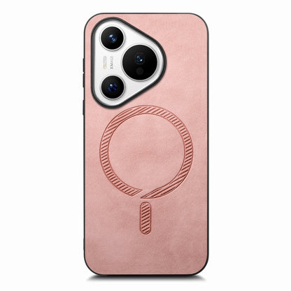 For Huawei Pura 70 Pro+ Solid Color Retro Magsafe PU Back Cover Phone Case(Pink) - Huawei Cases by PMC Jewellery | Online Shopping South Africa | PMC Jewellery | Buy Now Pay Later Mobicred