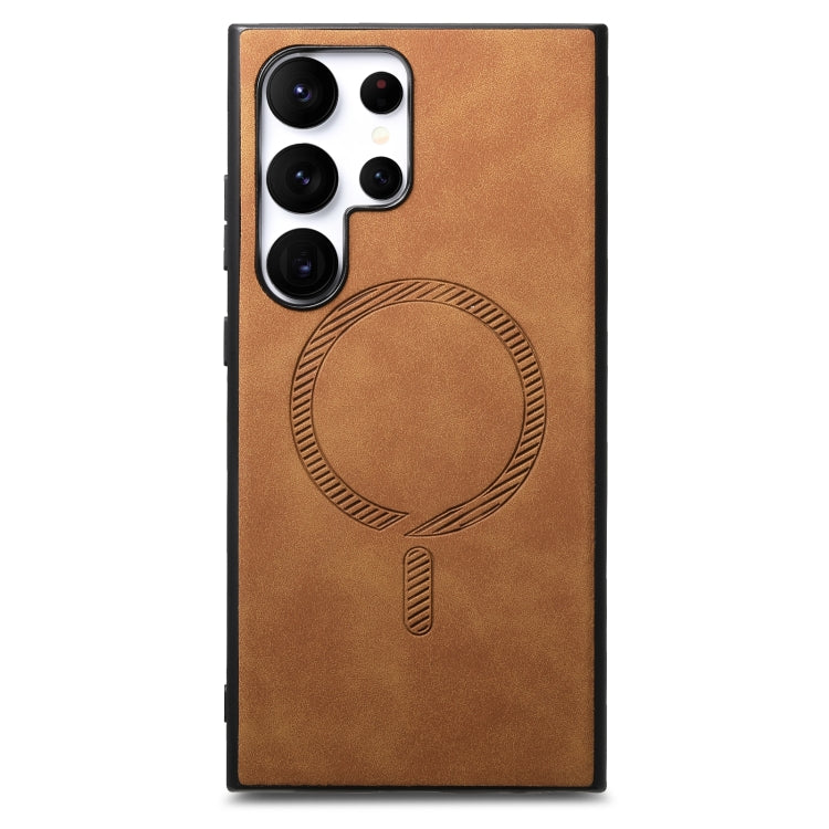 For Samsung Galaxy S25+ 5G Solid Color Retro Magsafe PU Back Cover Phone Case(Brown) - Galaxy S25+ 5G Cases by PMC Jewellery | Online Shopping South Africa | PMC Jewellery | Buy Now Pay Later Mobicred