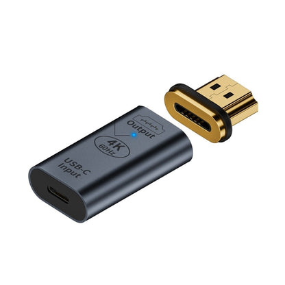 Type-C Female to HDMI 2.0 Male Converter Adapter 4K 60Hz HD Magnetic Plug(Gray) - Converter by PMC Jewellery | Online Shopping South Africa | PMC Jewellery | Buy Now Pay Later Mobicred