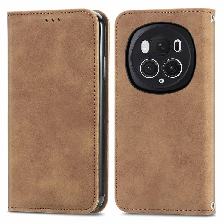 For Honor Magic6 Pro Retro Skin Feel Magnetic Flip Leather Phone Case(Brown) - Honor Cases by PMC Jewellery | Online Shopping South Africa | PMC Jewellery | Buy Now Pay Later Mobicred