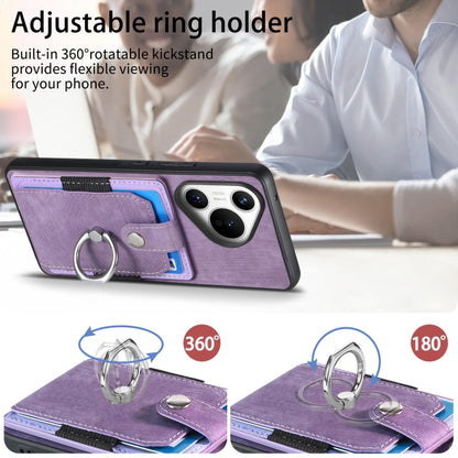 For Huawei Pura 70 Pro Retro Skin-feel Ring Card Wallet Phone Case(Purple) - Huawei Cases by PMC Jewellery | Online Shopping South Africa | PMC Jewellery | Buy Now Pay Later Mobicred