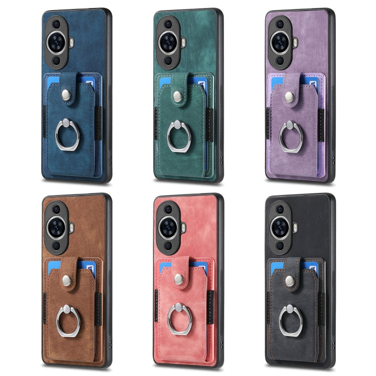 For Huawei Pura 70 Pro Retro Skin-feel Ring Card Wallet Phone Case(Purple) - Huawei Cases by PMC Jewellery | Online Shopping South Africa | PMC Jewellery | Buy Now Pay Later Mobicred