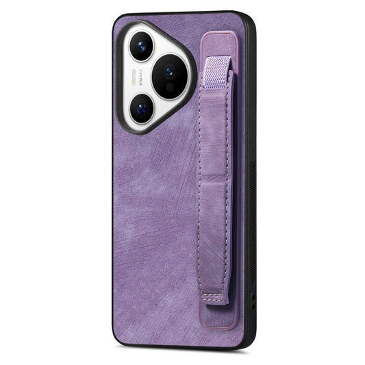 For Huawei Pura 70 Retro Wristband Holder Leather Back Phone Case(Purple) - Huawei Cases by PMC Jewellery | Online Shopping South Africa | PMC Jewellery | Buy Now Pay Later Mobicred