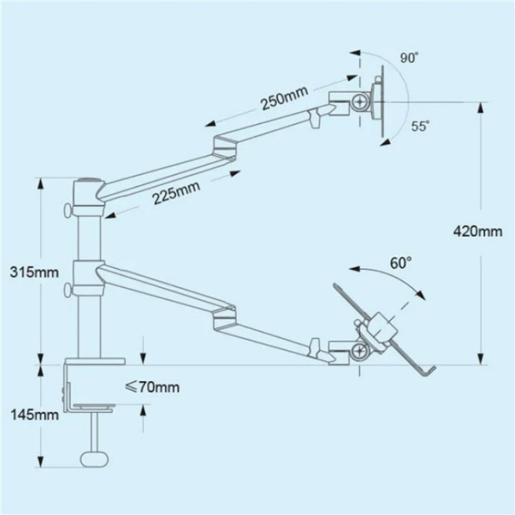 OL-10T Clip-on Desktop Stand Dual Computer Monitor Riser Bracket Laptop Holder - Laptop Stand by PMC Jewellery | Online Shopping South Africa | PMC Jewellery | Buy Now Pay Later Mobicred