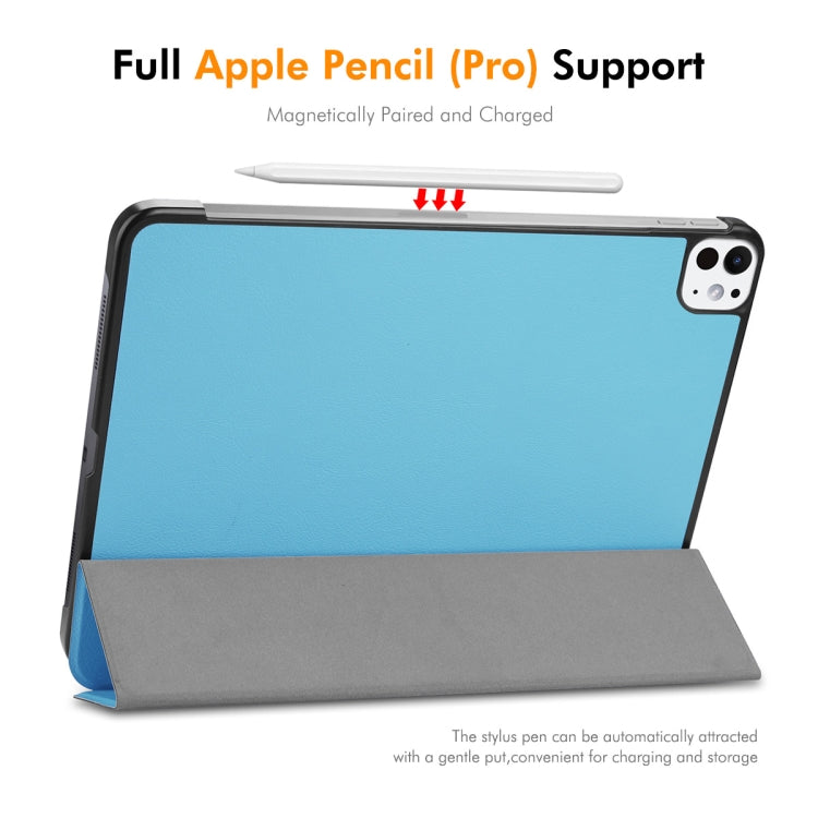 For iPad Pro 13 2024 ENKAY Tri-fold Custer Texture Platic Leather Smart Tablet Case(Grey) - iPad Pro 13 2024 Cases by ENKAY | Online Shopping South Africa | PMC TechLife | Buy Now Pay Later Mobicred