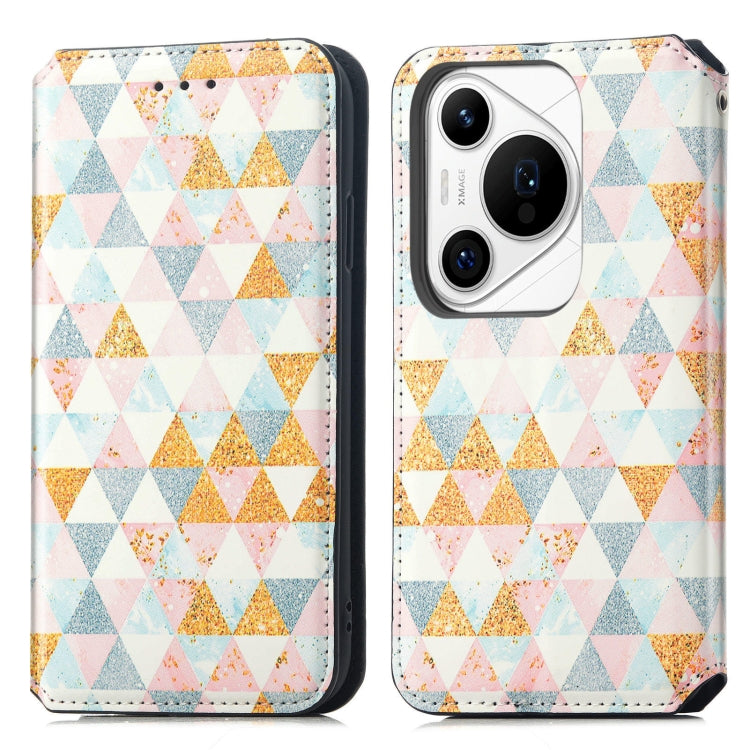 For Huawei Pura 70 Pro CaseNeo Colorful Magnetic Leather Phone Case(Rhombus) - Huawei Cases by PMC Jewellery | Online Shopping South Africa | PMC Jewellery | Buy Now Pay Later Mobicred