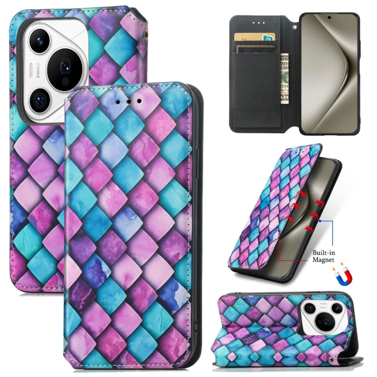 For Huawei Pura 70 Pro CaseNeo Colorful Magnetic Leather Phone Case(Purple Scales) - Huawei Cases by PMC Jewellery | Online Shopping South Africa | PMC Jewellery | Buy Now Pay Later Mobicred