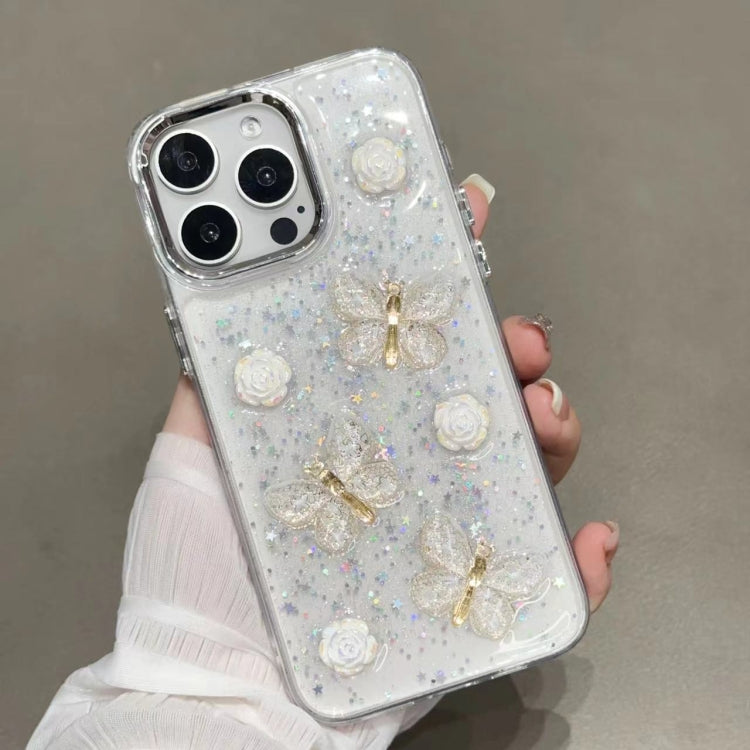 For iPhone 16 Pro Glitter 3D Butterfly TPU Phone Case(Gold) - iPhone 16 Pro Cases by PMC Jewellery | Online Shopping South Africa | PMC Jewellery | Buy Now Pay Later Mobicred