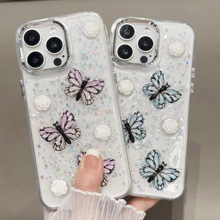 For iPhone 16 Glitter 3D Butterfly TPU Phone Case(Gold) - iPhone 16 Cases by PMC Jewellery | Online Shopping South Africa | PMC Jewellery | Buy Now Pay Later Mobicred