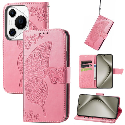 For Huawei Pura 70 Pro+ Butterfly Love Flower Embossed Leather Phone Case(Pink) - Huawei Cases by PMC Jewellery | Online Shopping South Africa | PMC Jewellery | Buy Now Pay Later Mobicred