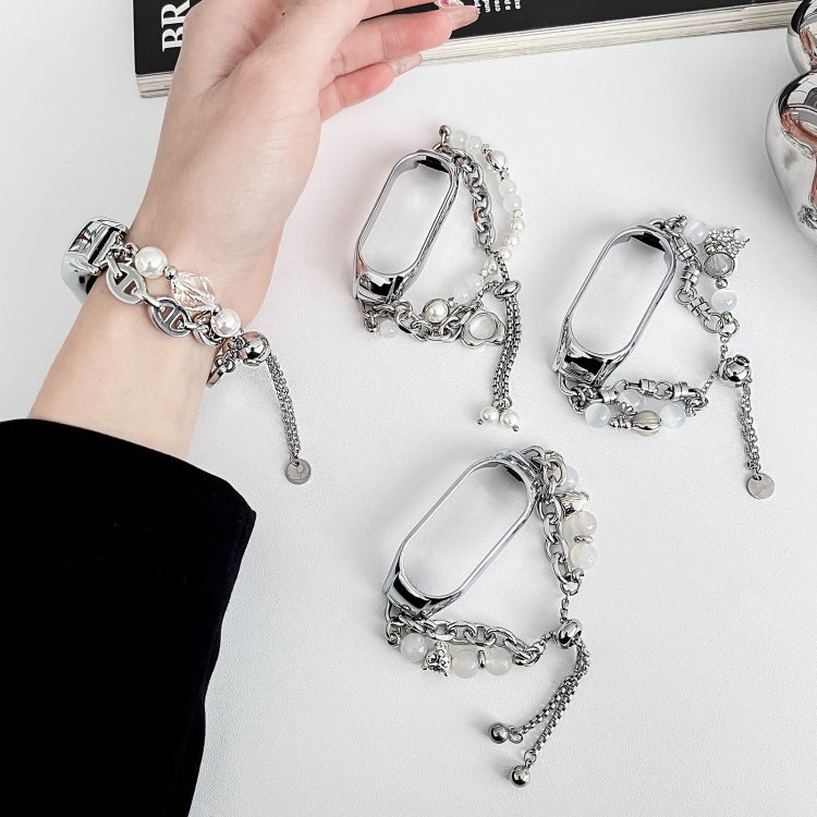 For Xiaomi Mi Band 8 Crystal Beaded Onyx Watch Band(Silver+Agate Bead) - free shipping - PMC TechLife - Order now!