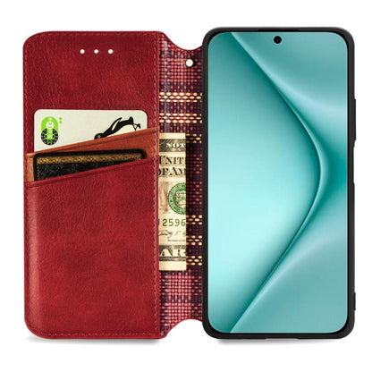 For Huawei Pura 70 Cubic Grid Pressed Magnetic Leather Phone Case(Red) - Huawei Cases by PMC Jewellery | Online Shopping South Africa | PMC Jewellery | Buy Now Pay Later Mobicred