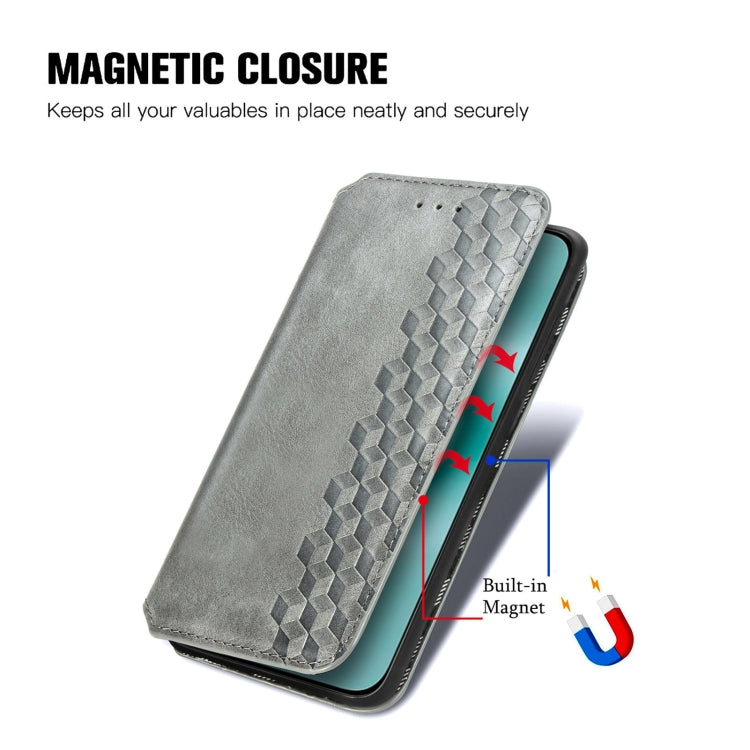 For Huawei Pura 70 Pro Cubic Grid Pressed Magnetic Leather Phone Case(Gray) - Huawei Cases by PMC Jewellery | Online Shopping South Africa | PMC Jewellery | Buy Now Pay Later Mobicred