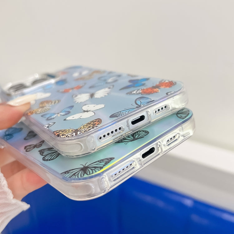 For iPhone 16 Electroplating Laser Butterfly Phone Case(Blue Butterflies AB4) - iPhone 16 Cases by PMC TechLife | Online Shopping South Africa | PMC TechLife | Buy Now Pay Later Mobicred