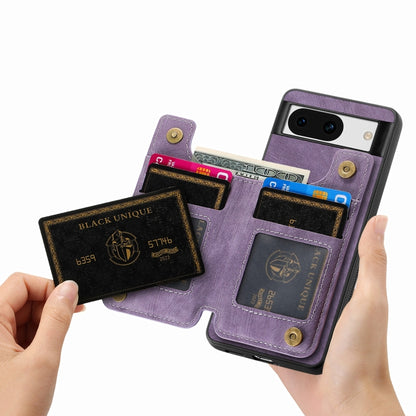 For Google Pixel 9 / 9 Pro Retro Leather Zipper Wallet Back Phone Case(Purple) - Google Cases by PMC Jewellery | Online Shopping South Africa | PMC Jewellery | Buy Now Pay Later Mobicred