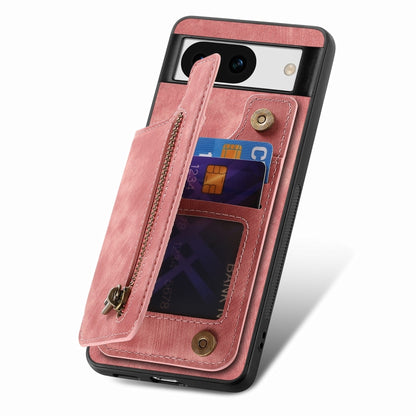 For Google Pixel 9 Pro XL Retro Leather Zipper Wallet Back Phone Case(Pink) - Google Cases by PMC Jewellery | Online Shopping South Africa | PMC Jewellery | Buy Now Pay Later Mobicred