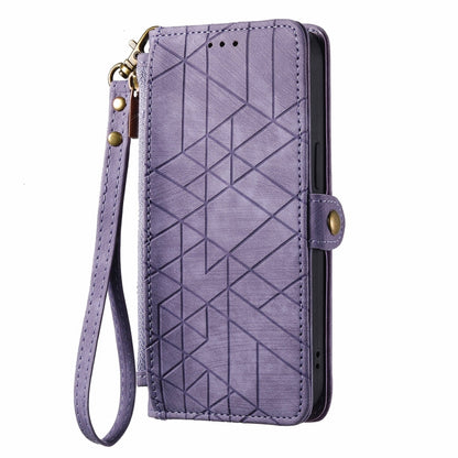 For Huawei Pura 70 Pro Geometric Zipper Wallet Side Buckle Leather Phone Case(Purple) - Huawei Cases by PMC Jewellery | Online Shopping South Africa | PMC Jewellery | Buy Now Pay Later Mobicred