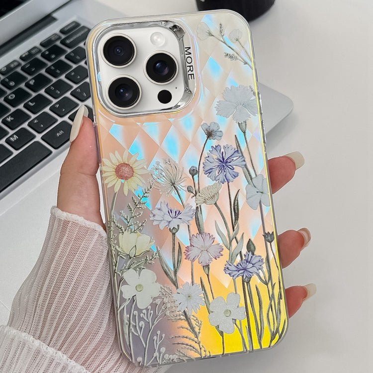 For iPhone 16 Pro Max Electroplating Laser Flower Texture TPU Phone Case(Chrysanthemum AH5) - iPhone 16 Pro Max Cases by PMC Jewellery | Online Shopping South Africa | PMC Jewellery | Buy Now Pay Later Mobicred