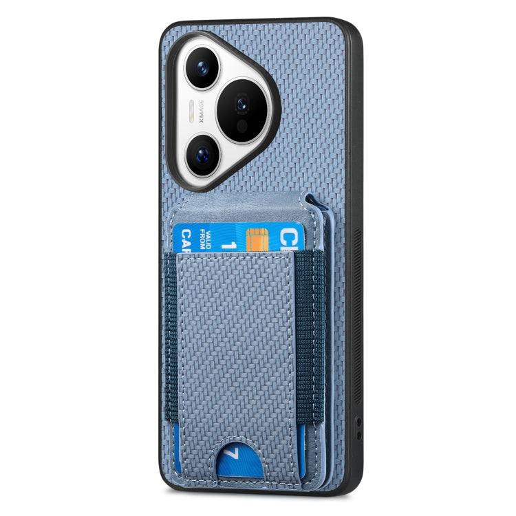 For Huawei Pura 70 Pro Carbon Fiber Vertical Flip Wallet Stand Phone Case(Blue) - Huawei Cases by PMC Jewellery | Online Shopping South Africa | PMC Jewellery | Buy Now Pay Later Mobicred