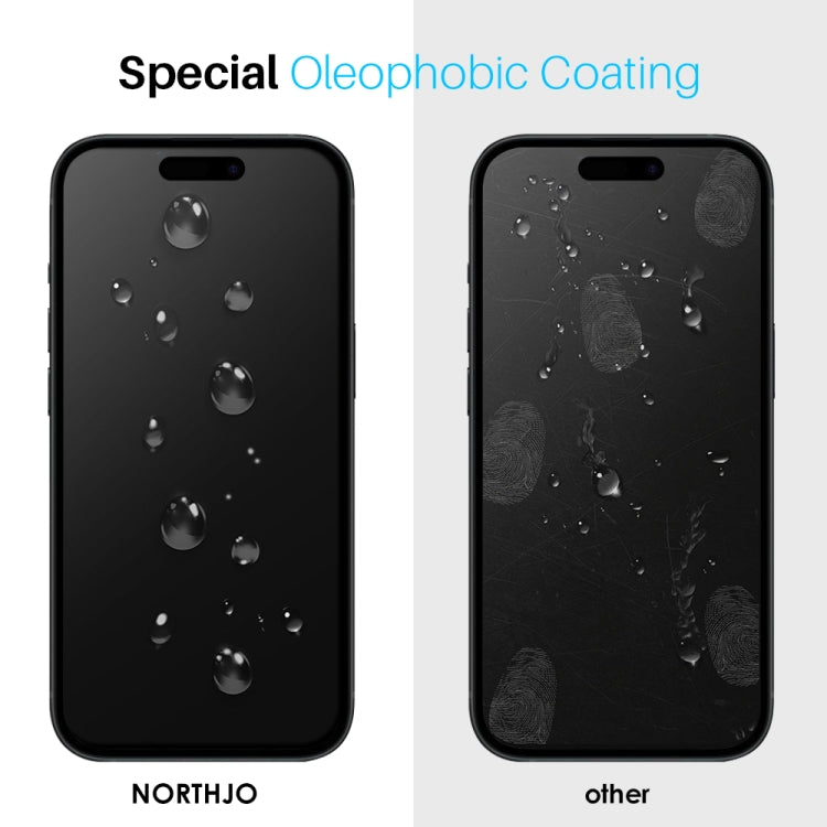 For iPhone 16 Pro NORTHJO 2pcs A++ Tempered Glass Film with Installation Frame - iPhone 16 Pro Tempered Glass by NORTHJO | Online Shopping South Africa | PMC TechLife | Buy Now Pay Later Mobicred