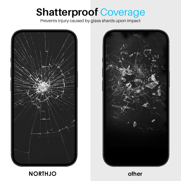For iPhone 16 Pro NORTHJO 2pcs A++ Tempered Glass Film with Installation Frame - iPhone 16 Pro Tempered Glass by NORTHJO | Online Shopping South Africa | PMC TechLife | Buy Now Pay Later Mobicred