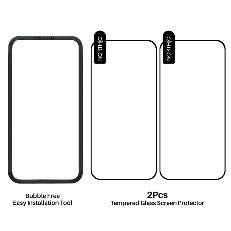 For iPhone 16 Pro NORTHJO 2pcs A++ Tempered Glass Film with Installation Frame - iPhone 16 Pro Tempered Glass by NORTHJO | Online Shopping South Africa | PMC Jewellery | Buy Now Pay Later Mobicred