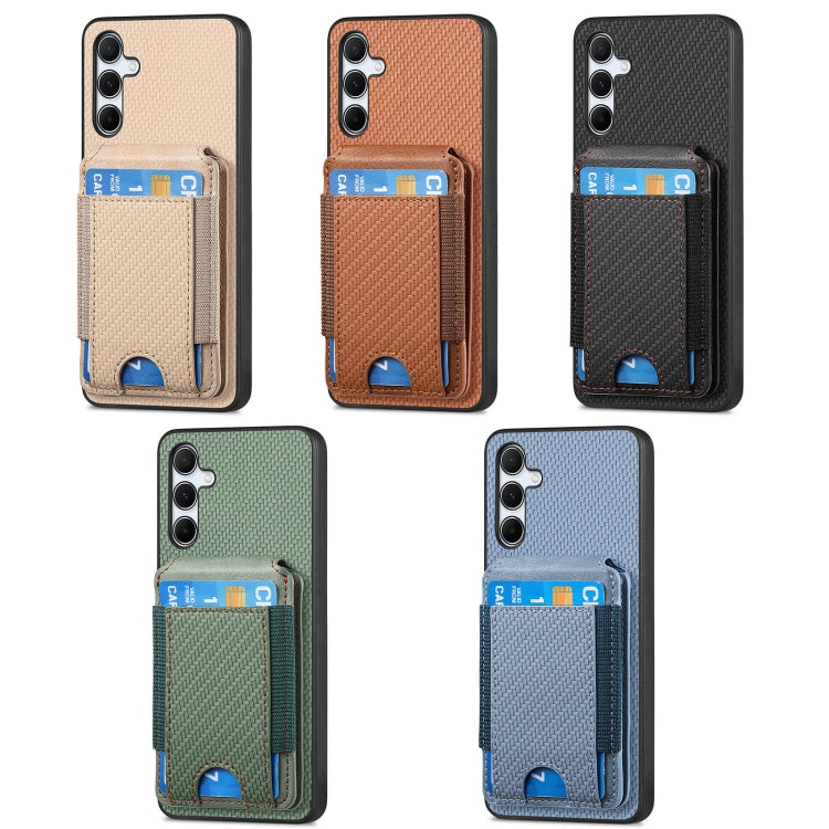 For Samsung Galaxy S25+ 5G Carbon Fiber Vertical Flip Wallet Stand Phone Case(Khaki) - Galaxy S25+ 5G Cases by PMC Jewellery | Online Shopping South Africa | PMC Jewellery | Buy Now Pay Later Mobicred