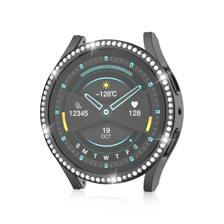For Samsung Galaxy Watch 7 40mm Single Diamond Hollow PC Watch Protective Case(Black) - Watch Cases by PMC TechLife | Online Shopping South Africa | PMC TechLife | Buy Now Pay Later Mobicred