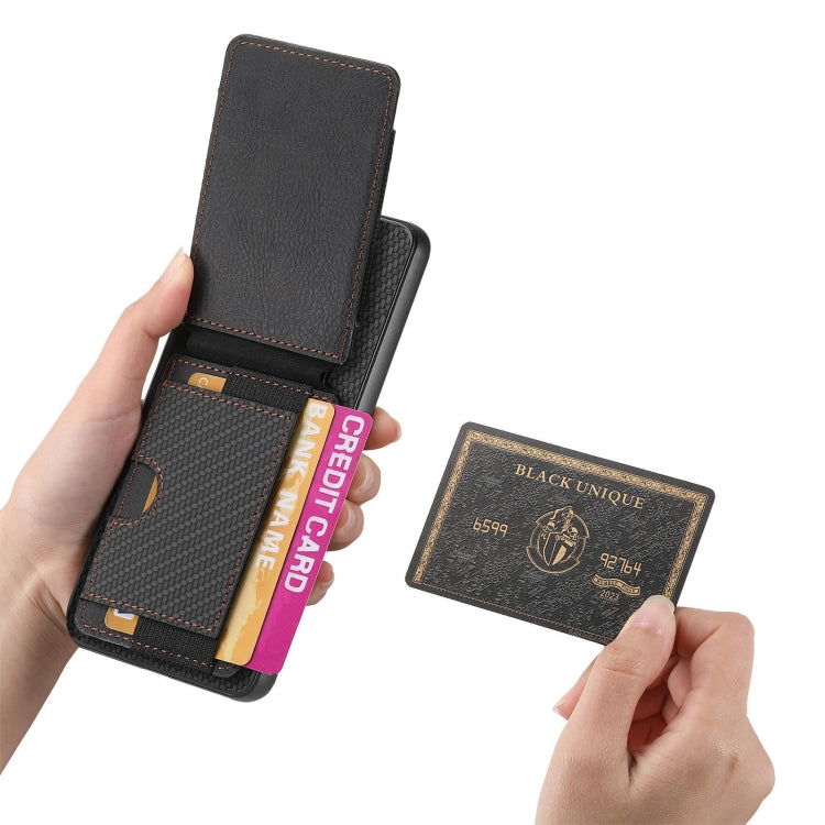 For Motorola Moto E40 Carbon Fiber Vertical Flip Wallet Stand Phone Case(Black) - Motorola Cases by PMC TechLife | Online Shopping South Africa | PMC TechLife | Buy Now Pay Later Mobicred