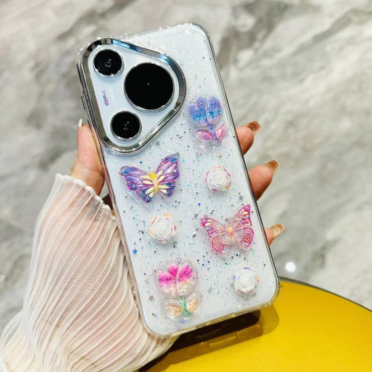 For Huawei Pura 70 Pro 3D Colorful Crystal Butterfly TPU Phone Case(Buterfly Flowers) - Huawei Cases by PMC Jewellery | Online Shopping South Africa | PMC Jewellery | Buy Now Pay Later Mobicred