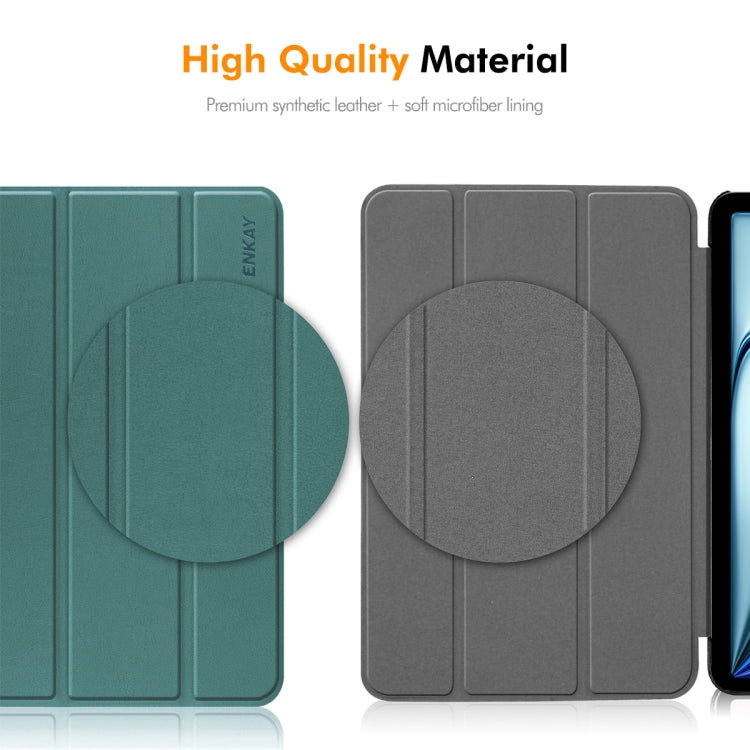 For iPad Air 13 2024 ENKAY Tri-fold Custer Texture Platic Leather Smart Tablet Case(Grey) - iPad Air 13 2024 Cases by ENKAY | Online Shopping South Africa | PMC Jewellery | Buy Now Pay Later Mobicred