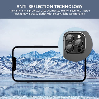 For iPhone 16 Pro / 16 Pro Max ENKAY Anti-reflection Camera Lens Aluminium Alloy Tempered Glass Film(Silver) - iPhone 16 Pro Max Tempered Glass by ENKAY | Online Shopping South Africa | PMC Jewellery | Buy Now Pay Later Mobicred