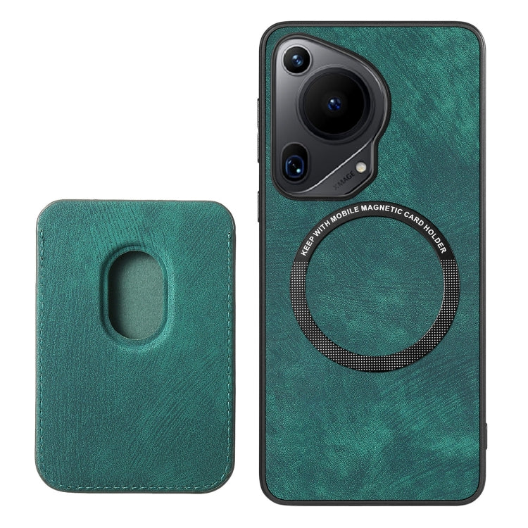 For Huawei Pura 70 Retro Leather Card Bag Magnetic Phone Case(Green) - Huawei Cases by PMC Jewellery | Online Shopping South Africa | PMC Jewellery | Buy Now Pay Later Mobicred