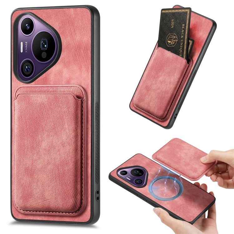 For Huawei Pura 70 Pro Retro Leather Card Bag Magnetic Phone Case(Pink) - Huawei Cases by PMC Jewellery | Online Shopping South Africa | PMC Jewellery | Buy Now Pay Later Mobicred