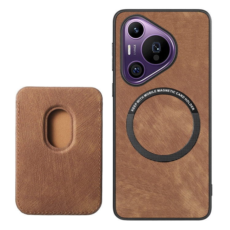 For Huawei Pura 70 Pro+ Retro Leather Card Bag Magnetic Phone Case(Brown) - Huawei Cases by PMC Jewellery | Online Shopping South Africa | PMC Jewellery | Buy Now Pay Later Mobicred