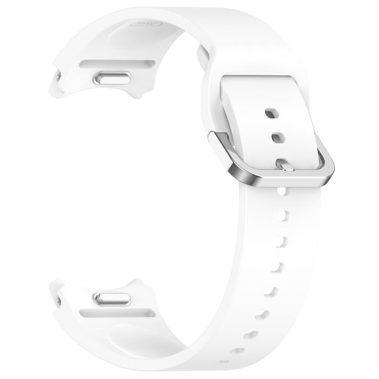 For Samsung Galaxy watch 5 Pro Golf Edition Solid Color Silver Buckle Quick Release Silicone Watch Band(White) - free shipping - PMC TechLife - Order now!