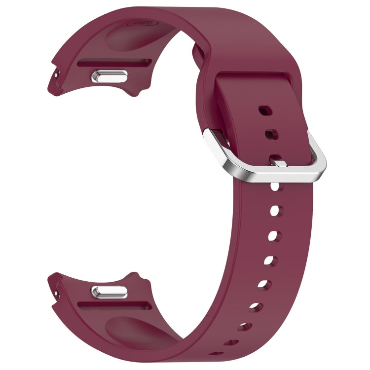 For Samsung Galaxy Watch 5 Pro  45mm Solid Color Silver Buckle Quick Release Silicone Watch Band(Wine Red) - free shipping - PMC TechLife - Order now!