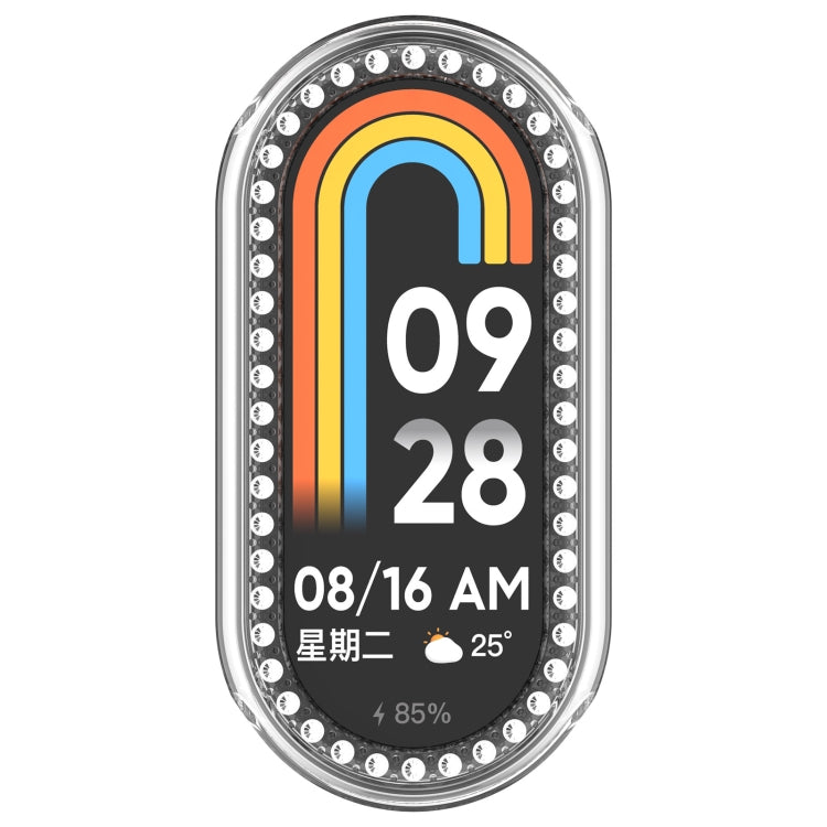 For Xiaomi Smart Band 9 Diamond Half Coverage Hollow PC Watch Protective Case(Transparent White) - Watch Cases by PMC TechLife | Online Shopping South Africa | PMC TechLife | Buy Now Pay Later Mobicred