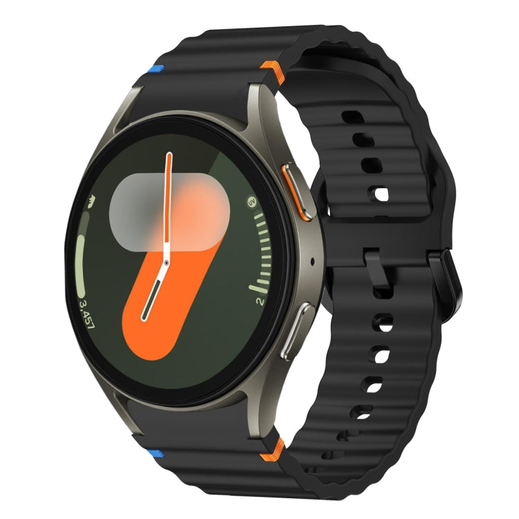 For Samsung Galaxy Watch 7 40 / 44mm Wave Pattern Stitched Silicone Watch Band(Black) - free shipping - PMC TechLife - Order now!