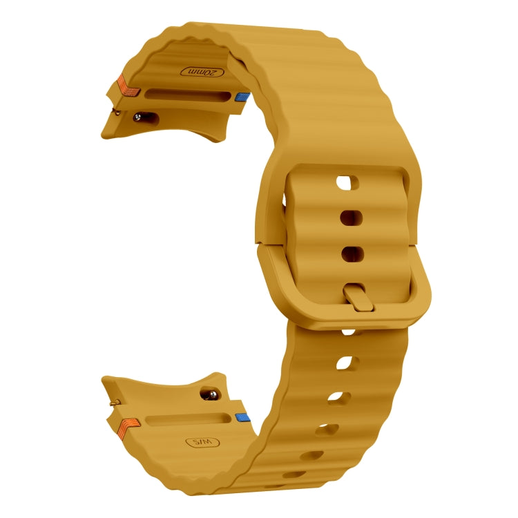 For Samsung Galaxy Watch 7 40 / 44mm Wave Pattern Stitched Silicone Watch Band(Yellow) - free shipping - PMC TechLife - Order now!