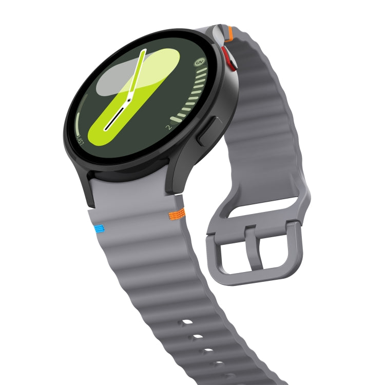For Samsung Galaxy Watch 7 40 / 44mm Wave Pattern Stitched Silicone Watch Band(Dark Gray) - free shipping - PMC TechLife - Order now!