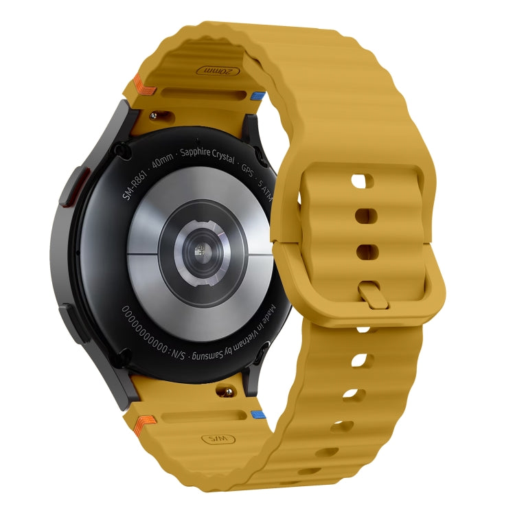 For Samsung Galaxy Watch 4 40 / 44mm Wave Pattern Stitched Silicone Watch Band(Yellow) - free shipping - PMC TechLife - Order now!