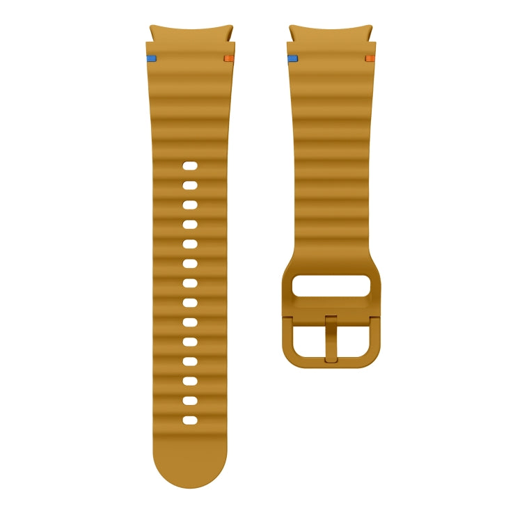 For Samsung Galaxy Watch 4 Classic 42 / 46mm Wave Pattern Stitched Silicone Watch Band(Yellow) - free shipping - PMC TechLife - Order now!