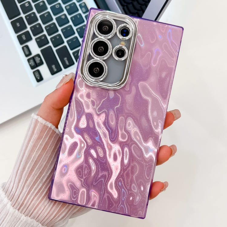 For Samsung Galaxy S25 Ultra 5G Plating Glitter Texture TPU Phone Case with Lens Film(Purple Wrinkles) - Galaxy S25 Ultra 5G Cases by PMC Jewellery | Online Shopping South Africa | PMC Jewellery | Buy Now Pay Later Mobicred