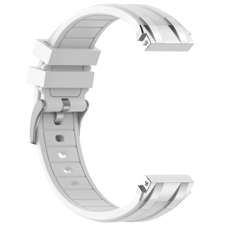 For Amazfit GTS4 Mini 20mm Quick Release Silver Buckle Royal Silicone Watch Band(White) - free shipping - PMC TechLife - Order now!