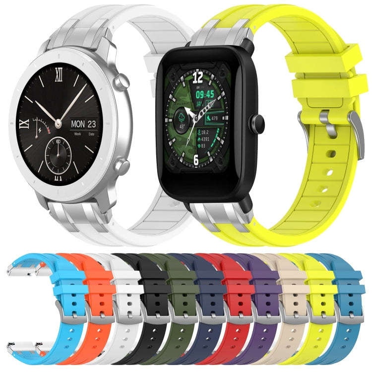 For Amazfit Bip3 Pro 20mm Quick Release Silver Buckle Royal Silicone Watch Band(White) - free shipping - PMC TechLife - Order now!