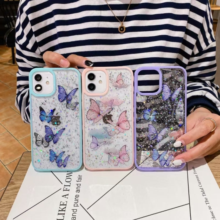 For iPhone 16 Plus Color Butterfly Glitter Epoxy TPU Phone Case(Purple) - iPhone 16 Plus Cases by PMC Jewellery | Online Shopping South Africa | PMC Jewellery | Buy Now Pay Later Mobicred